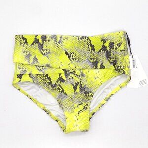 Calvin Klein Swimsuit Bottoms Size Small Yellow Snake Full Coverage High Waist
